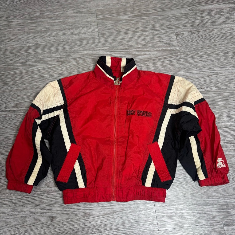 Vintage Detroit Red Wings Full Zip Starter Windbreaker Jacket NHL Youth Sz Large